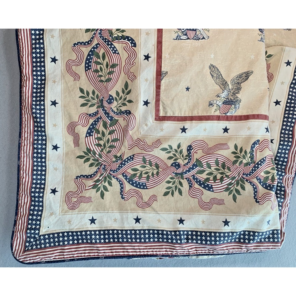 Vintage Tommy Hilfiger Red White Blue Tan Duvet Cover 86x86 Full Queen Americana